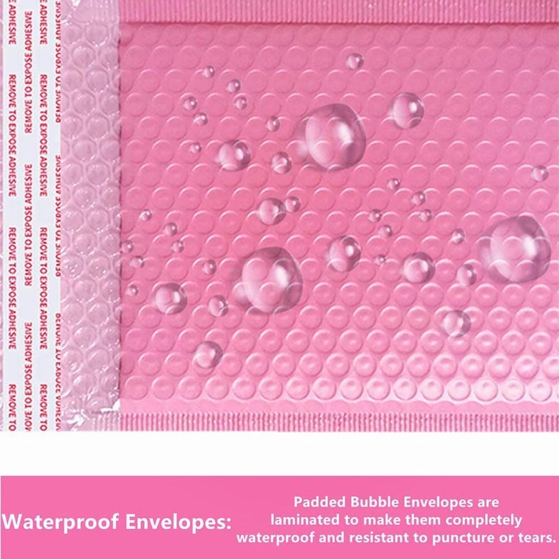 Yzjcafriz Bubble Mailers 3.5X5.9 Inch 50 Pack Small Padded Envelopes Poly Thicken Padded Self Seal Envelopes Bags (Pink) - Image 4